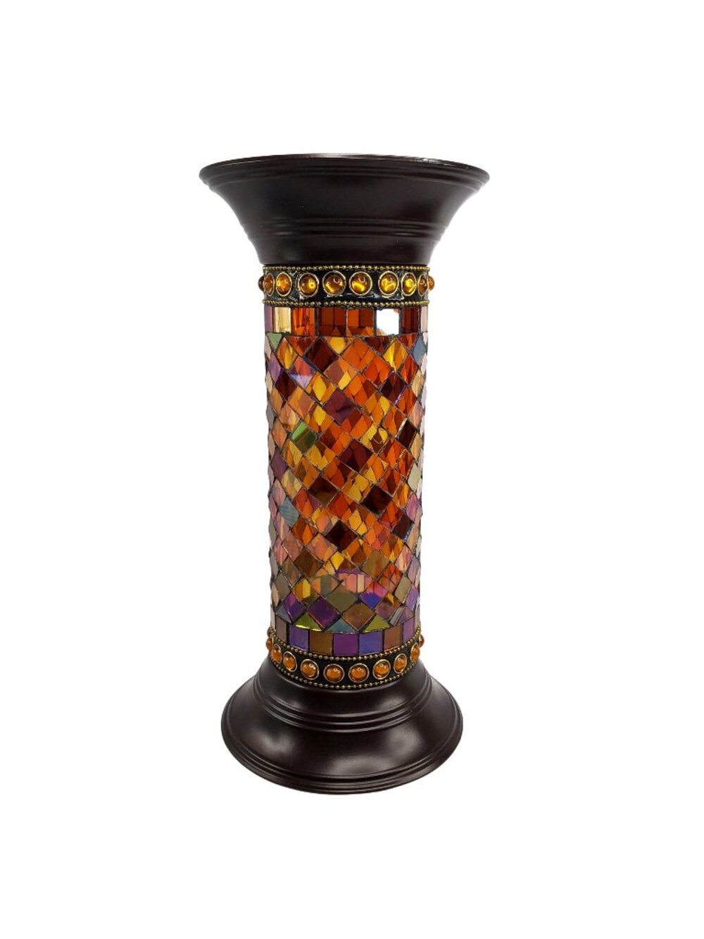 Partylite P9301 Global Fusion 11" Column Mosaic Glass Candle Holder With Box NEW
